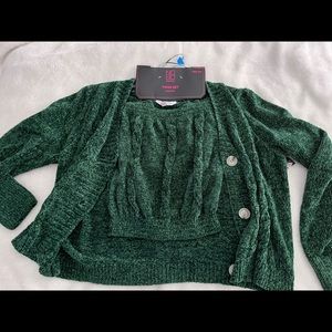Cardigan and tube top twin set.